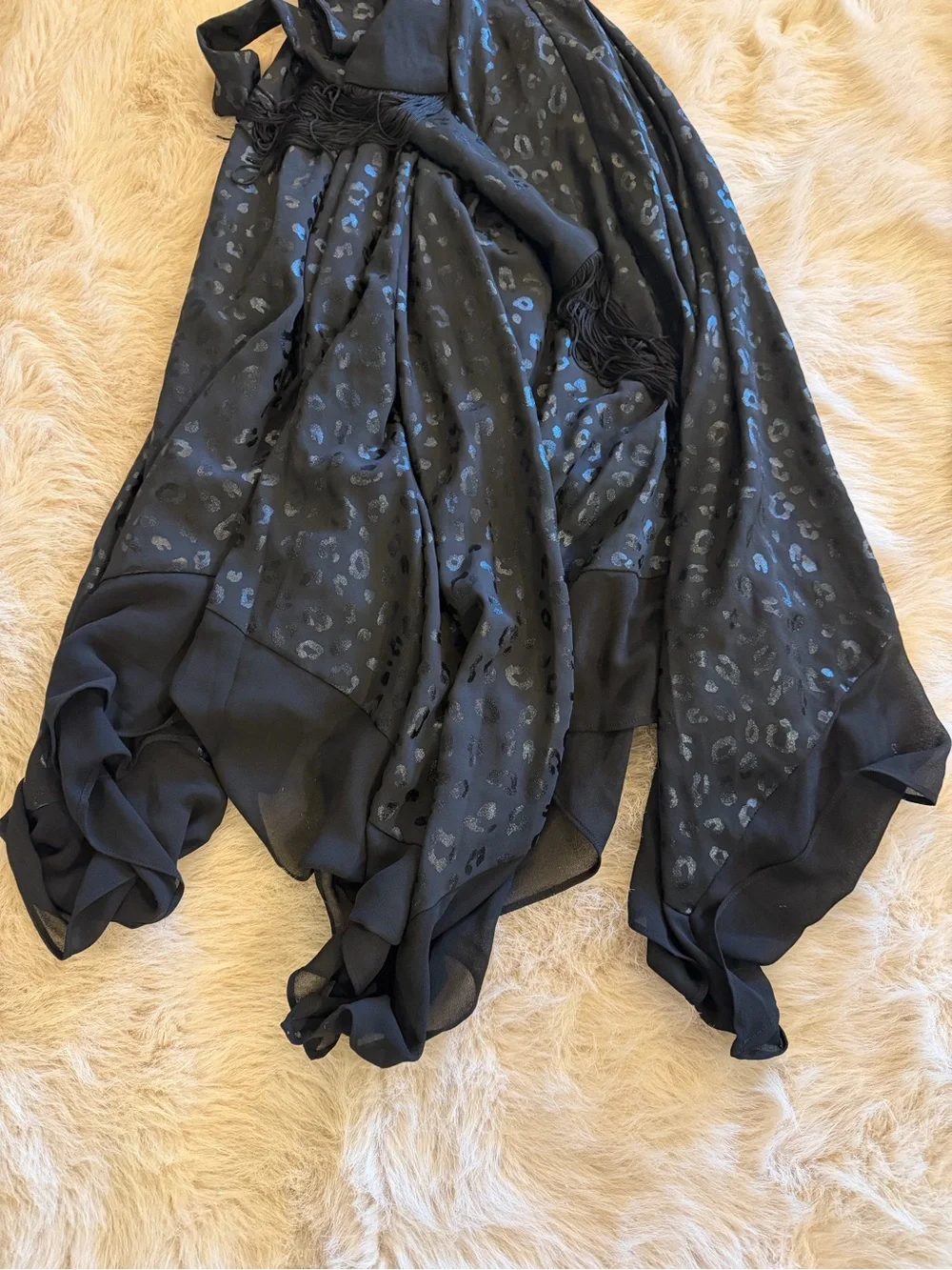 Michael Kors Black and Black Metallic Asymmetrical Dress